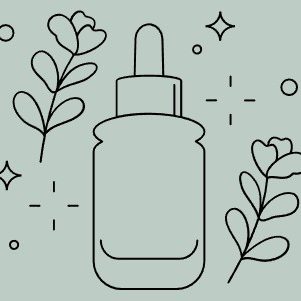 Beauty zum Selbermachen Ein Glasfläschchen mit Pipette, umgeben von Blumen und funkelnden Elementen.